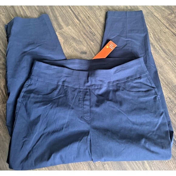 Hearts Of Palms Plus Size Tech Stretch Pant with Elastic Waistband Navy Blue 18W - Picture 6 of 12